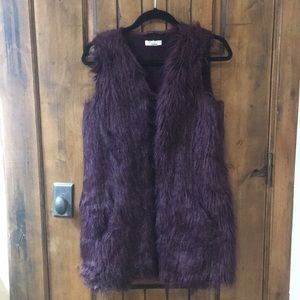Long faux fur sweater like vest